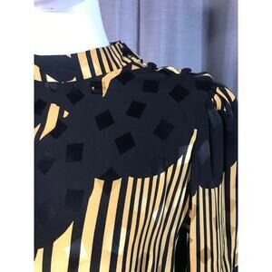 Vintage Custom made Black / Yellow Blouse and Skirt Set Sz M